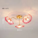 Ljojo Lotus Leaf Glass Ceiling Lamp Chandelier Nordic Hanging Light E14 Bulb Optional