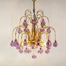 Italian Murano Glass Chandelier Purple Red Crystal Teardrop Pendant Light by Ljojo for Living Room