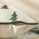 Embroidered Christmas Trees Pillow Cover with Velvet Piping - Ljojo Brand