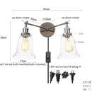 Ljojo 2-Head LED Wall Sconce Industrial Iron Glass Retro Stair Light Fixtures