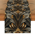 Ljojo Metallic Texture Floral Branches Table Runner for Dining & Dresser Decor
