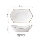 Ljojo 400ml Gold Phoenix Tail Ceramic Bowl for Soup, Pasta, Salad, and More