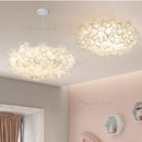 Ljojo Creamy Style Feather Ceiling Lamp LED Light for Bedroom Living Room - Full Spectrum Glow