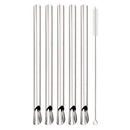 Ljojo 304 Stainless Steel Bubble Tea Straw Set with Straw Brush Spoon