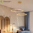 Modern Minimalist Multi-layer Golden Ring LED Pendant Lights Chandelier for Home Decor by Ljojo