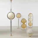 Ljojo Modern Acrylic Floor Lamp Chrome Metal White Round Ball Minimalist Style