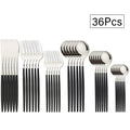 Ljojo 36pc Black Gold Stainless Steel Cutlery Set - Western Tableware Flatware