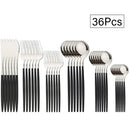 Ljojo 36pc Black Gold Stainless Steel Cutlery Set - Western Tableware Flatware