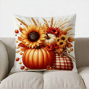Autumn Plaid Pumpkin Pillow Cover - Ljojo Decorative Throw Cushion for Sofa, Bedroom, Car
