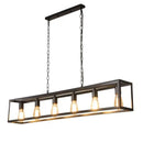Ljojo American Retro Industrial Style Chandelier - Black Wrought Iron Dining Room Lighting