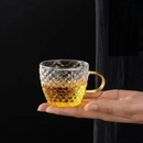 Ljojo 100ml Glass Fish Scale Teacup Set Transparent Handle Kung Fu Small Cup