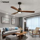 Ljojo 52" Black Retro Ceiling Fan Light Control Home Bedroom Lounge Outdoor