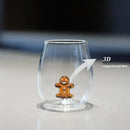 Ljojo 3D Gingerbread Man Glass Cup with Stirring Stick - Christmas Decor Home Tumbler