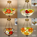 Ljojo Mediterranean Tiffany Glass Pendant Light Chandelier with LED Home Deco