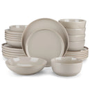 Ljojo Light-Grey Stoneware Plates Set - Dinnerware Set with Plates, Dessert, Bowls