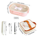 Ljojo 3-Compartment Plastic Lunch Box - Microwave Safe, Kid-Friendly Food Container