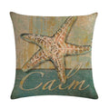 Ljojo Marine Life Linen Pillowcase: Fashion Conch Starfish Shell Sofa Decor Cover