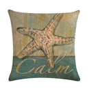 Ljojo Marine Life Linen Pillowcase: Fashion Conch Starfish Shell Sofa Decor Cover
