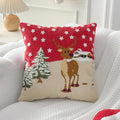 Embroidery Christmas Throw Pillowcase Elk Red Decoration Square Pillowcases by Ljojo