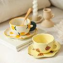 Ceramic Coffee Mug Set Creative Hand-painted Tea Cup with Saucer by Ljojo