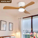 Ljojo 42/52 Inch Smart Ceiling Fan Light Remote Control Chandelier for Modern Living Room