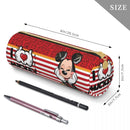 Ljojo Mickey Mouse Minnie Leather Pencil Case for Students - Big Capacity Zipper Pen Holder