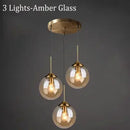 Ljojo Amber Smoke Gray Glass Pendant Lamp LED E27 Hanging Light Dining Room Kitchen Island