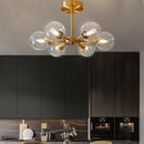 Ljojo LED Copper Glass Ball Ceiling Chandeliers for Modern Home Indoor Lighting