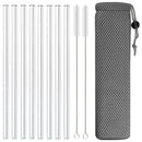 Glass Straws Set for Smoothies & Cocktails - Ljojo Eco-Friendly Reusable Straws