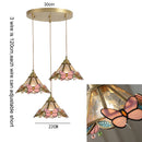 Antique Brass Stained Glass Chandelier Japanese Style Butterfly Lamp by Ljojo