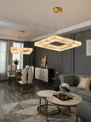 Alabaster Square Marble Chandelier Lighting Pendant by Ljojo Spanish Natural Marble Dining Room