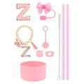 Ljojo 10-Piece Tumbler Accessories Set: Straw, Cover, Cap, Boot, Spill Proof Stopper, Letter Keychain, Charm, Sticker