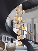 Ljojo Marble Chandelier: Luxury Gold LED Stone Light for Staircase, Lobby & Hallway