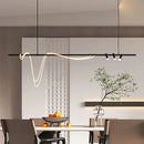 Ljojo Long Hose Black Led Chandelier | Modern Dining Table Lighting Fixture