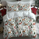 Ljojo 3D Christmas Tree Deer Print Duvet Cover Set - Festive Seasonal Bedroom Decor