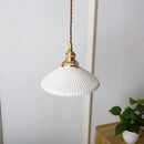Nordic Japan LED Ceiling Chandelier Lamp Design White Ceramic Brass Pendant Light - Ljojo