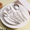 Ljojo 24-Piece Pearl Handle Luxury Cutlery Set - Stainless Steel Knife Fork Spoon Shell Spoon Kit