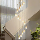 Ljojo Luxury Crystal LED Chandelier, Gold Pendant Light for Staircase and Lobby