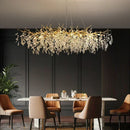 Ljojo Crystal Branch Chandelier Luxe LED Pendant Light Fixture - Modern Luxury Bedroom Dining Room Lighting