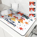 Christmas Bells Drying Mat: Absorbent Dish & Cup Placemat by Ljojo