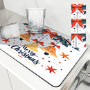 Christmas Bells Drying Mat: Absorbent Dish & Cup Placemat by Ljojo