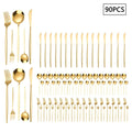 Ljojo 30/90pcs Stainless Steel Portuguese Cutlery Set for Family and Hotel