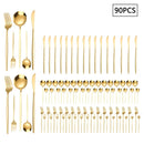 Ljojo 30/90pcs Stainless Steel Portuguese Cutlery Set for Family and Hotel