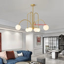 Ljojo Milky White Glass Ball Chandelier LED Light Fixture for Kitchen Dining Living Room