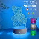 3D Illusion Teddy Bear Night Light Bedlight for Children Bedroom Decoration Gift Ljojo