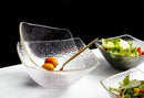 Ljojo 1100ml Glass Fruit Bowl with Gold Border, Square Hat Plate for Desserts