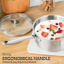 Ljojo 3Pc Stainless Steel Stew Pot Set with Lid & Steel Handle, Induction Compatible