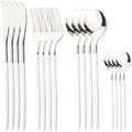 Ljojo 16-Piece Stainless Steel Cutlery Set in Black Gold Mirror Finish