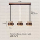 Ljojo Yellow Travertine Pendant Lamp for Kitchen & Dining, 3-Head Chandelier E27 Bulb