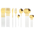 Golden Black Cutlery Set 24Pcs Stainless Steel Knife Fork Spoon Tableware Ljojo